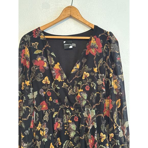 Madison Tara Dress 6 Sheer Fall Floral Lined Handkerchief Hem Fairy Whimsigoth - Picture 2 of 16